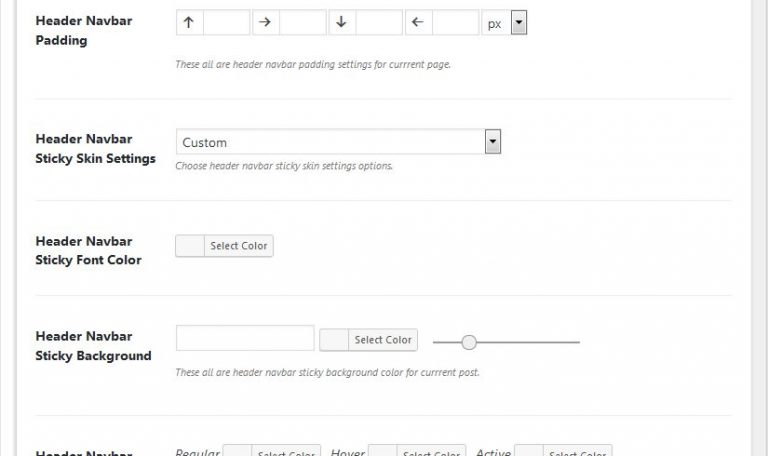 Page Option - Header Nav Bar - Documentation