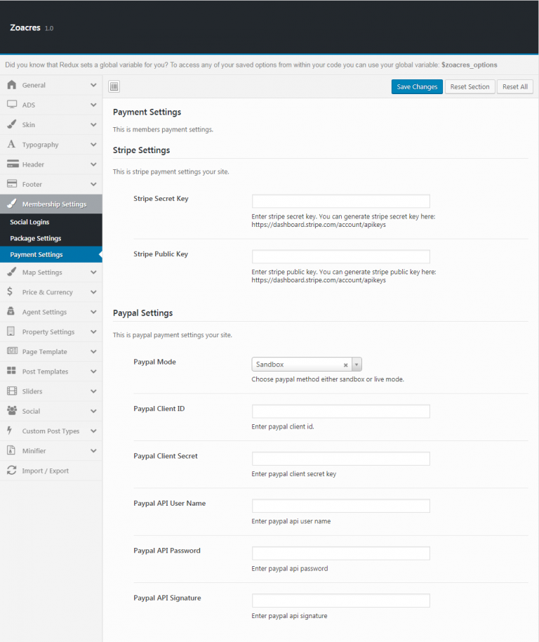 Payment Settings - Documentation