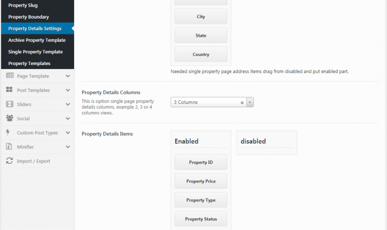 Property Details Settings- Theme options - Documentation