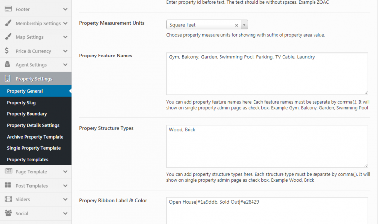 Property General - Theme options - Documentation
